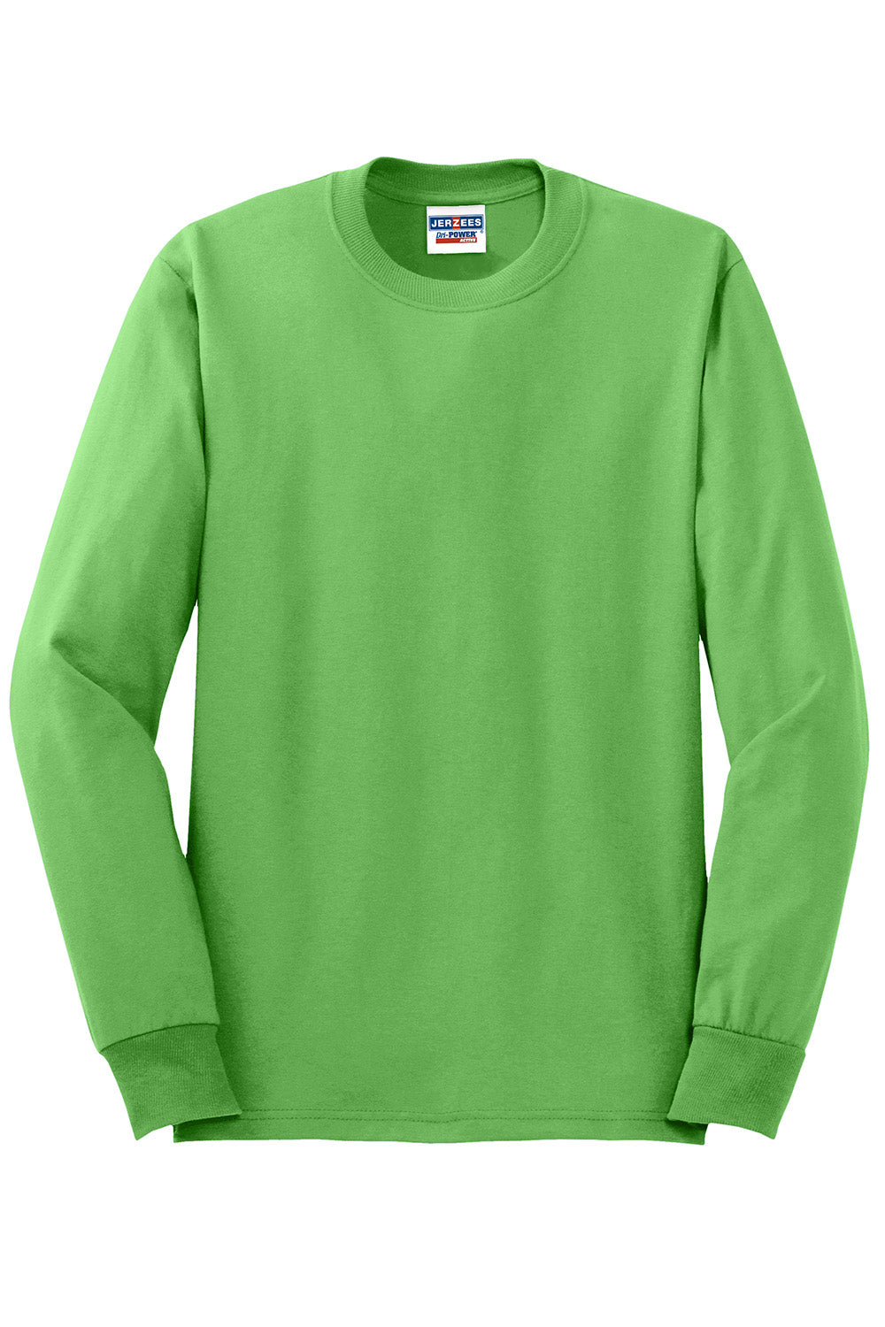 Jerzees 29LS/29L/29LSR Mens Dri-Power Moisture Wicking Long Sleeve Crewneck T-Shirt Kiwi Green Flat Front