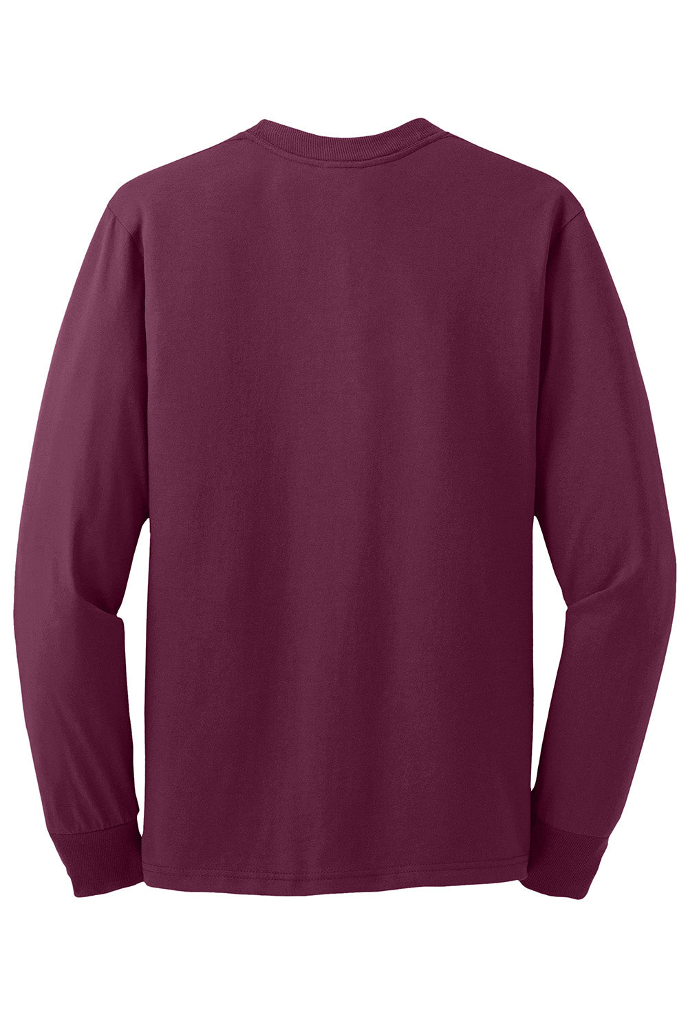 Jerzees 29LS/29L/29LSR Mens Dri-Power Moisture Wicking Long Sleeve Crewneck T-Shirt Maroon Flat Back