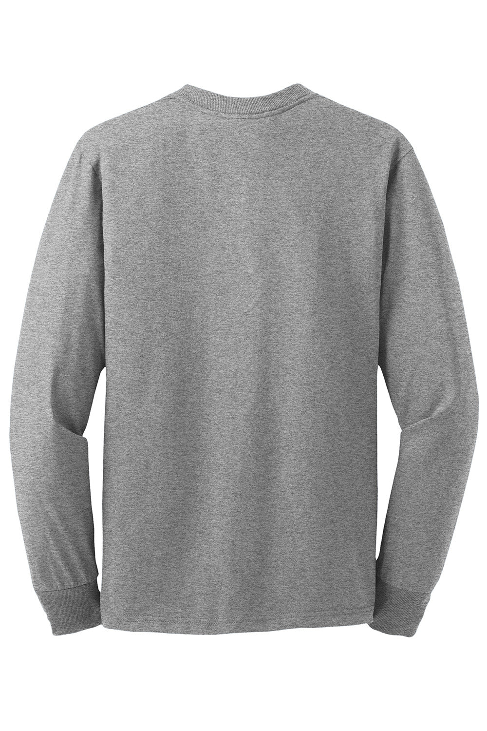 Jerzees 29LS/29L/29LSR Mens Dri-Power Moisture Wicking Long Sleeve Crewneck T-Shirt Oxford Grey Flat Back