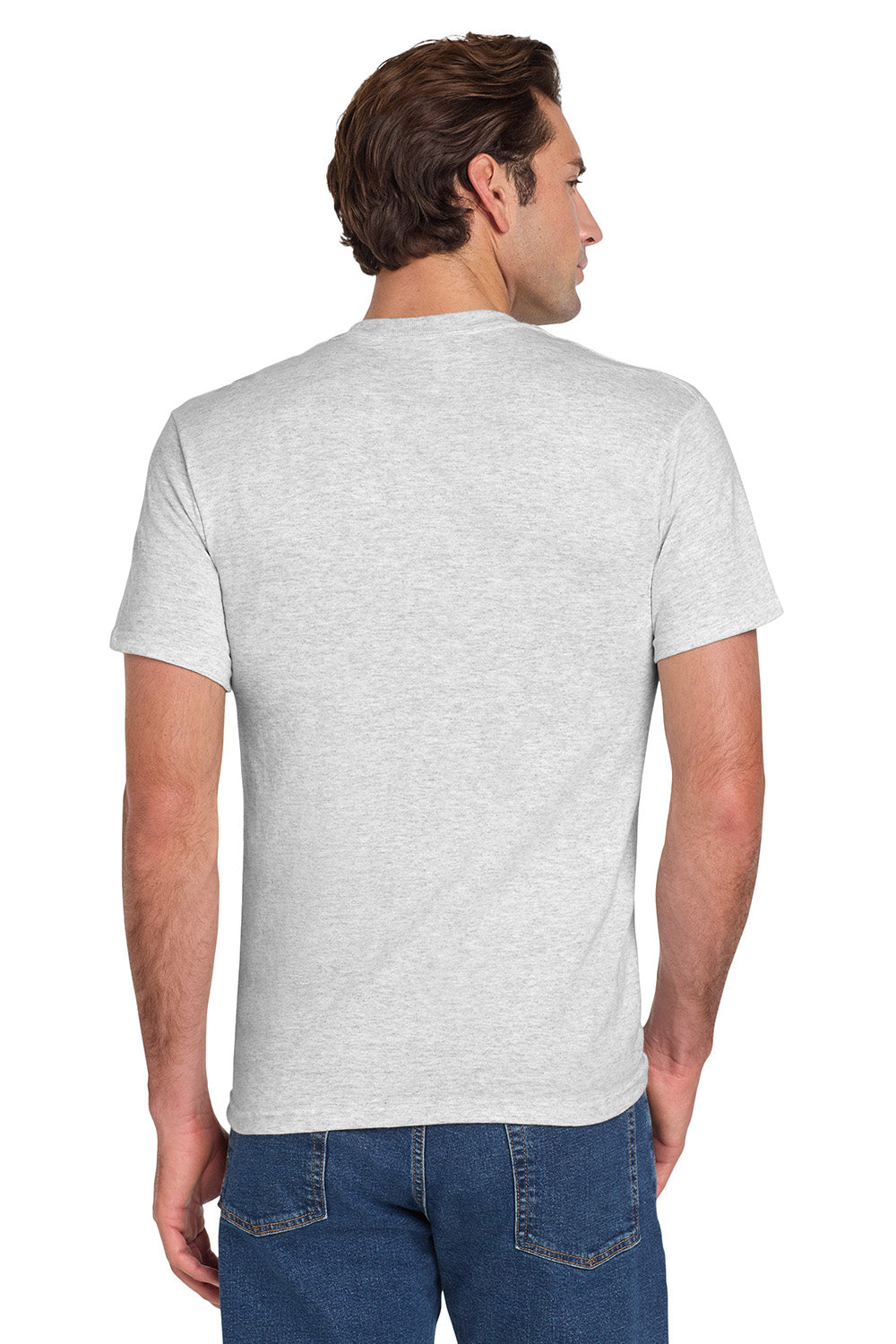 Jerzees 29MP/29P/29MPR Mens Dri-Power Moisture Wicking Short Sleeve Crewneck T-Shirt w/ Pocket Ash Grey Model Back