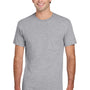 Jerzees Mens Dri-Power Moisture Wicking Short Sleeve Crewneck T-Shirt w/ Pocket - Heather Grey