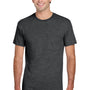 Jerzees Mens Dri-Power Moisture Wicking Short Sleeve Crewneck T-Shirt w/ Pocket - Heather Black