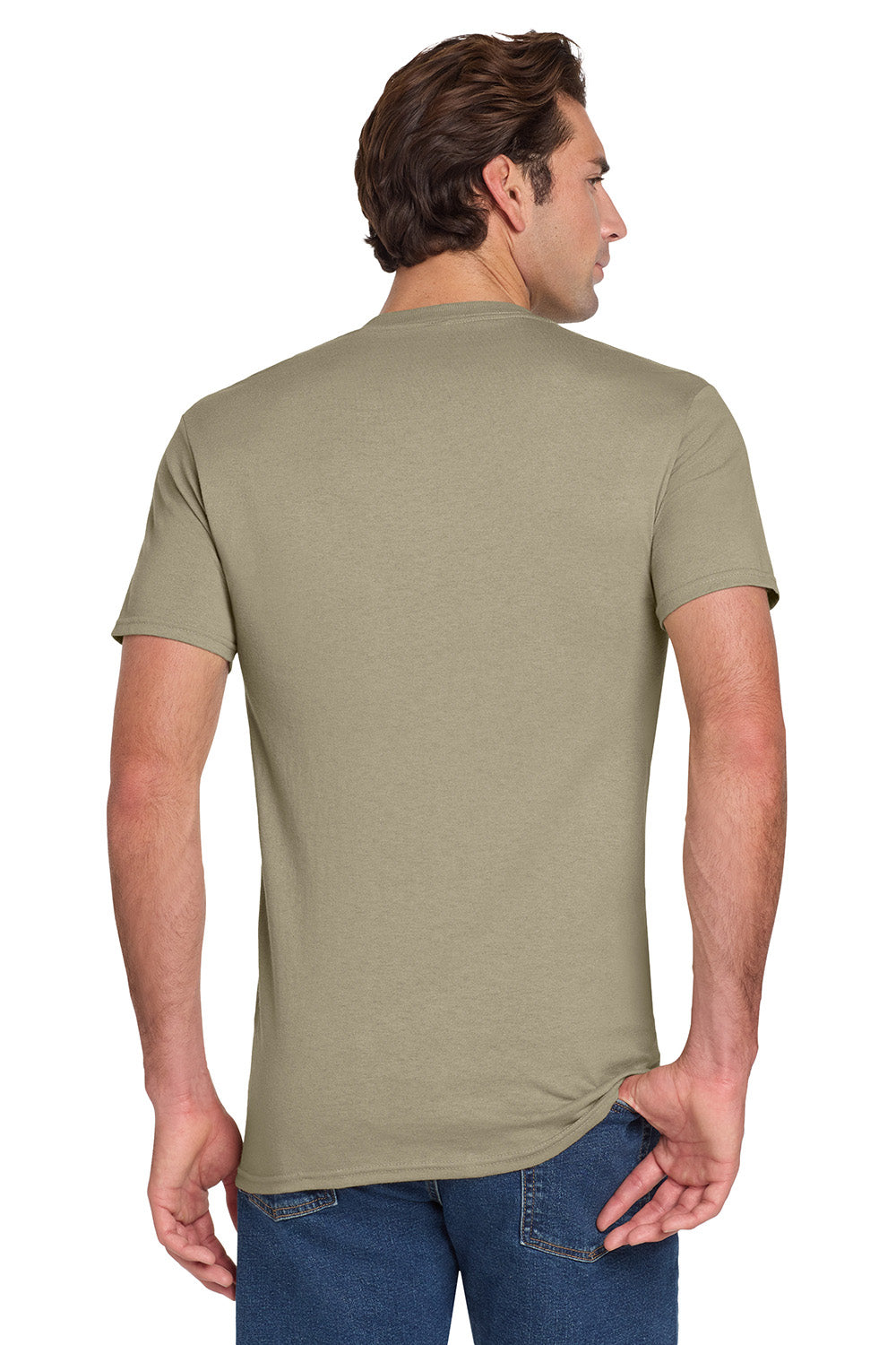 Jerzees 29MP/29P/29MPR Mens Dri-Power Moisture Wicking Short Sleeve Crewneck T-Shirt w/ Pocket Khaki Model Back