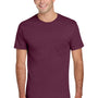 Jerzees Mens Dri-Power Moisture Wicking Short Sleeve Crewneck T-Shirt w/ Pocket - Maroon