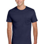 Jerzees Mens Dri-Power Moisture Wicking Short Sleeve Crewneck T-Shirt w/ Pocket - Navy Blue