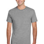 Jerzees Mens Dri-Power Moisture Wicking Short Sleeve Crewneck T-Shirt w/ Pocket - Oxford Grey