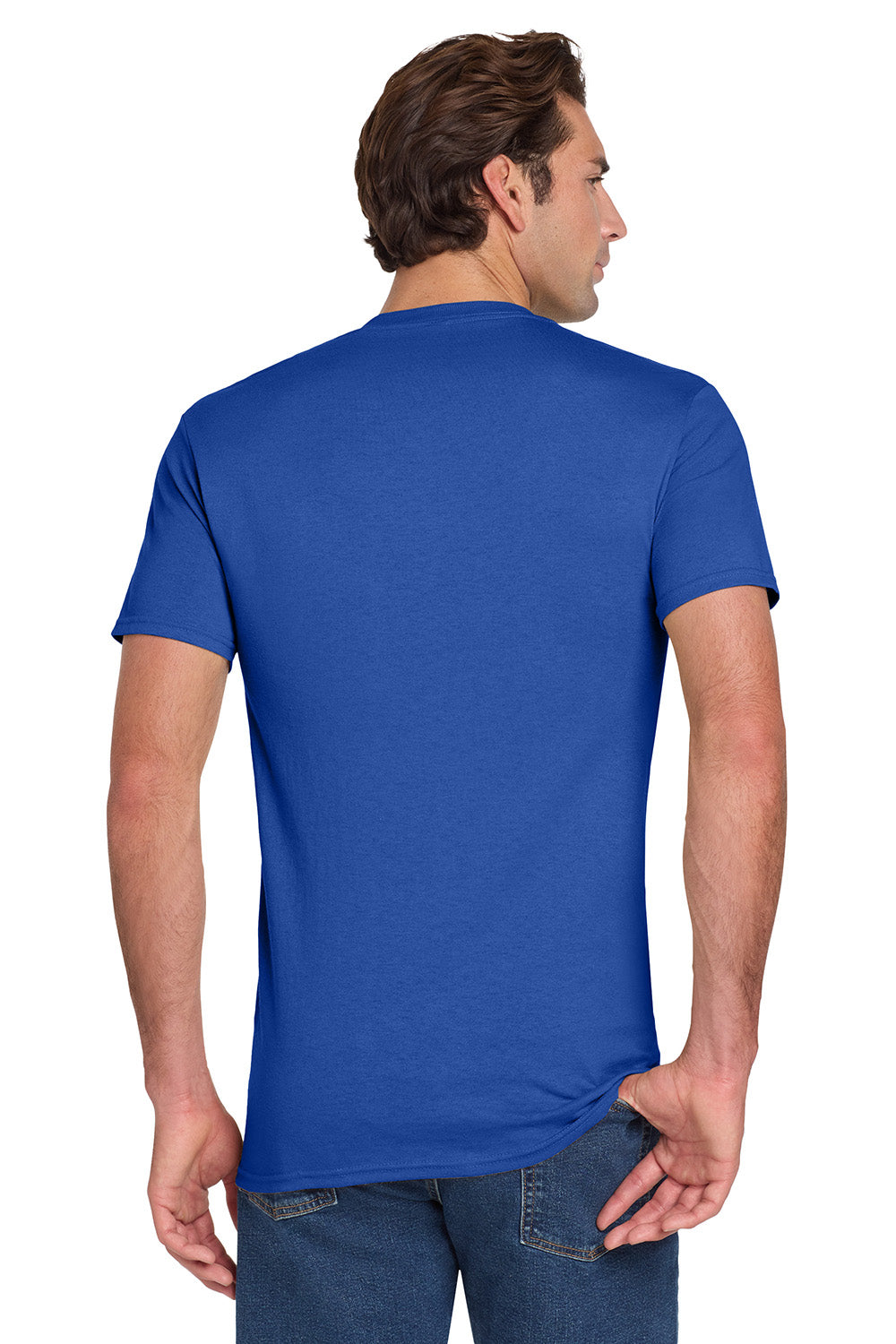 Jerzees 29MP/29P/29MPR Mens Dri-Power Moisture Wicking Short Sleeve Crewneck T-Shirt w/ Pocket Royal Blue Model Back