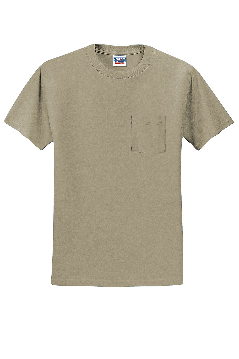 Jerzees 29MP/29P/29MPR Mens Dri-Power Moisture Wicking Short Sleeve Crewneck T-Shirt w/ Pocket Khaki Flat Front