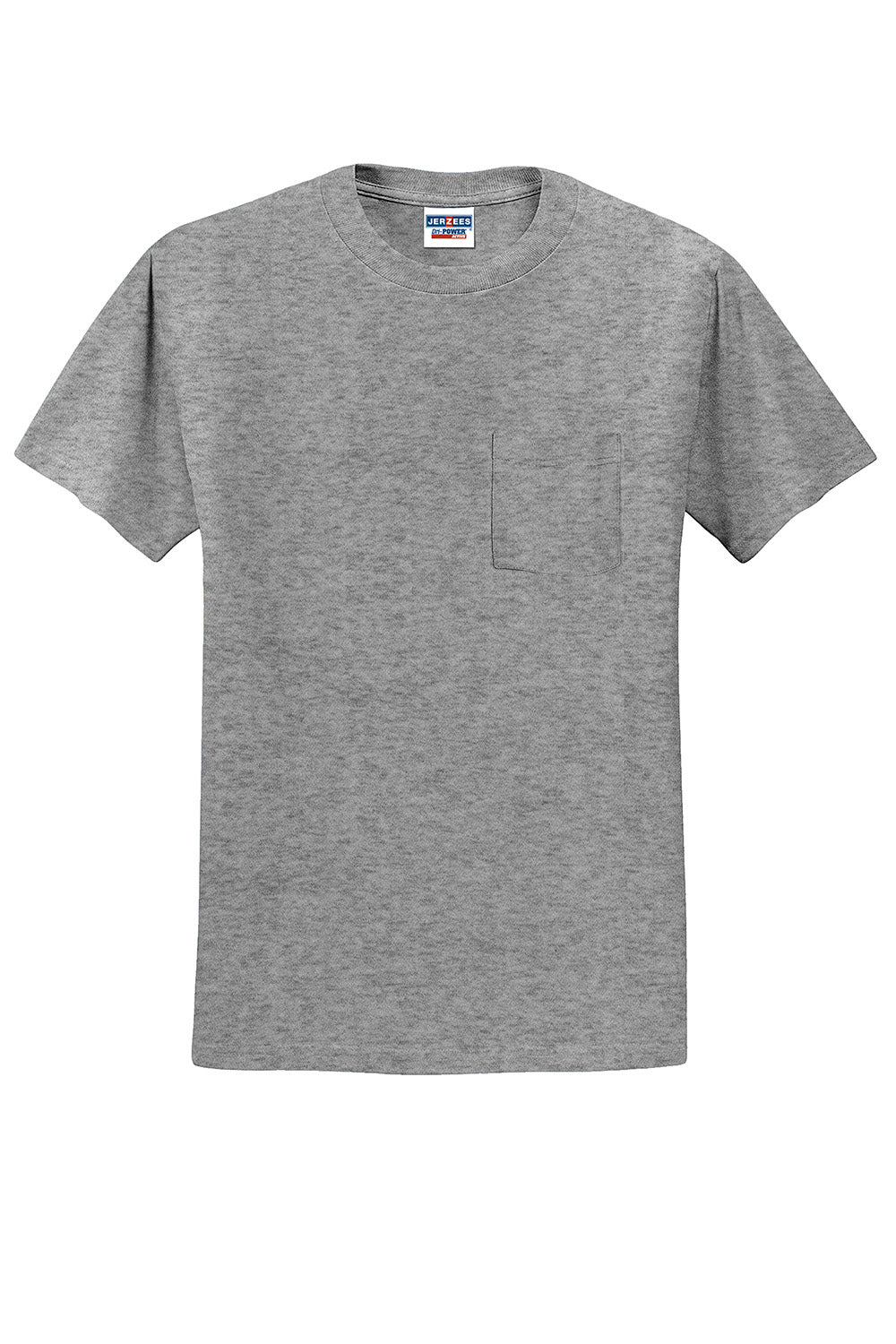 Jerzees 29MP/29P/29MPR Mens Dri-Power Moisture Wicking Short Sleeve Crewneck T-Shirt w/ Pocket Oxford Grey Flat Front