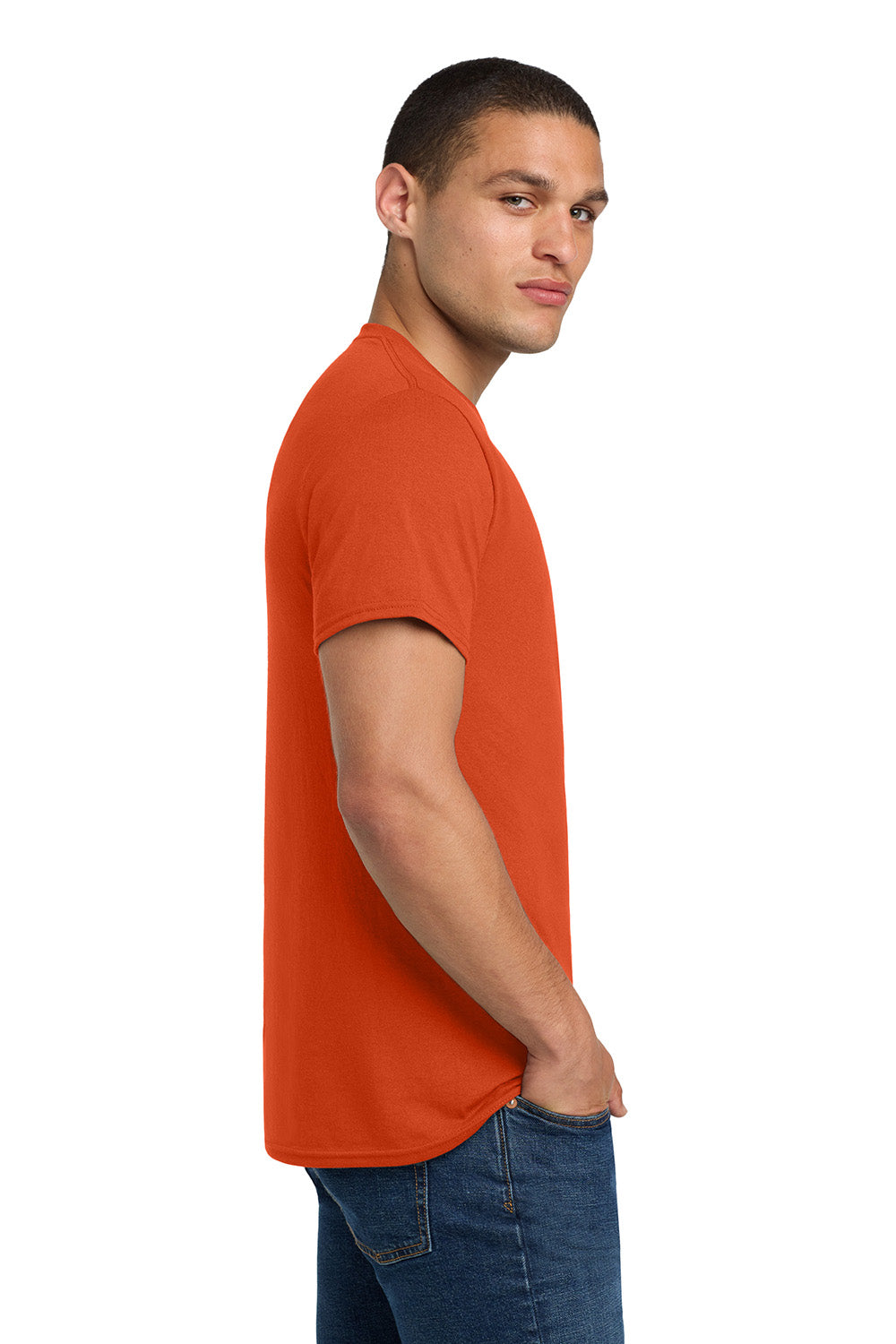 Jerzees 29M/29MR/29MT Mens Dri-Power Moisture Wicking Short Sleeve Crewneck T-Shirt Burnt Orange Model Side