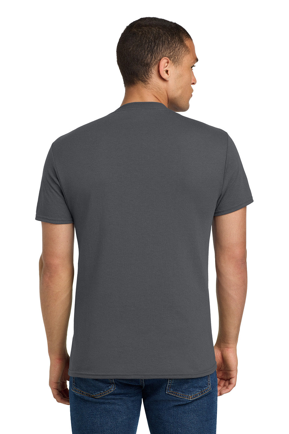 Jerzees 29M/29MR/29MT Mens Dri-Power Moisture Wicking Short Sleeve Crewneck T-Shirt Charcoal Grey Model Back