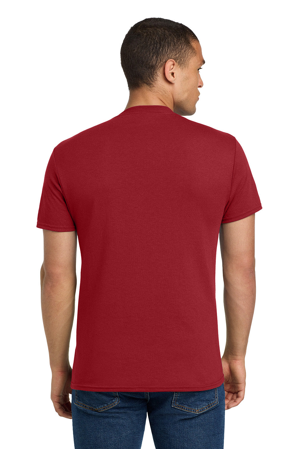 Jerzees 29M/29MR/29MT Mens Dri-Power Moisture Wicking Short Sleeve Crewneck T-Shirt Crimson Red Model Back