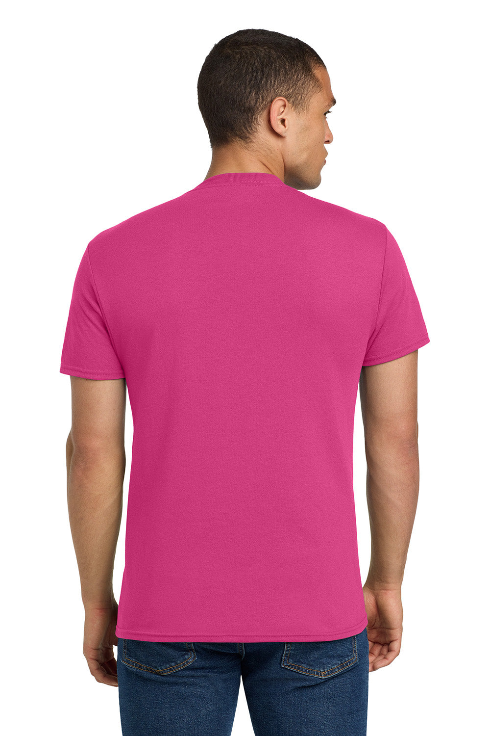 Jerzees 29M/29MR/29MT Mens Dri-Power Moisture Wicking Short Sleeve Crewneck T-Shirt Cyber Pink Model Back