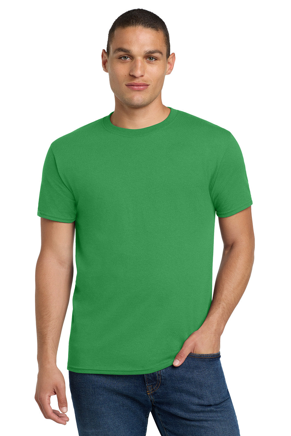 Jerzees 29M/29MR/29MT Mens Dri-Power Moisture Wicking Short Sleeve Crewneck T-Shirt Kelly Green Model Front