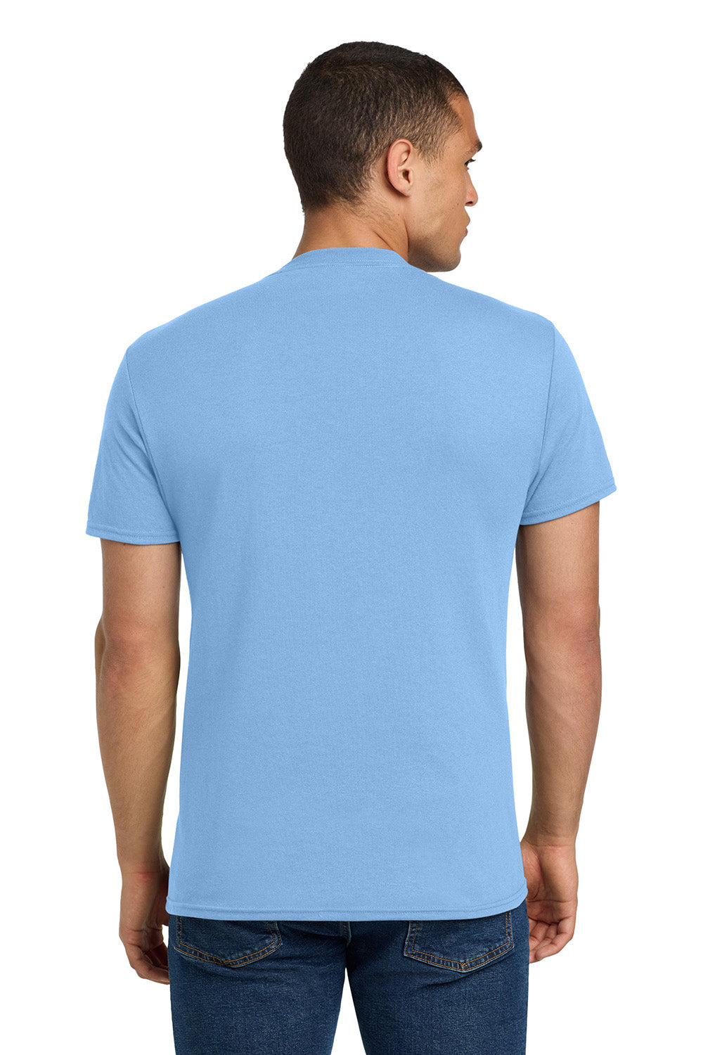 Jerzees 29M/29MR/29MT Mens Dri-Power Moisture Wicking Short Sleeve Crewneck T-Shirt Light Blue Model Back