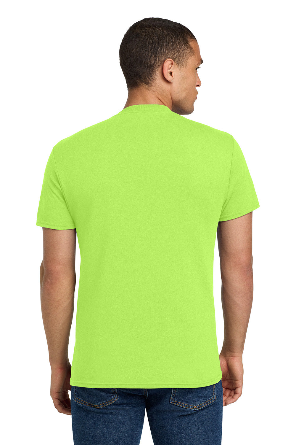 Jerzees 29M/29MR/29MT Mens Dri-Power Moisture Wicking Short Sleeve Crewneck T-Shirt Neon Green Model Back