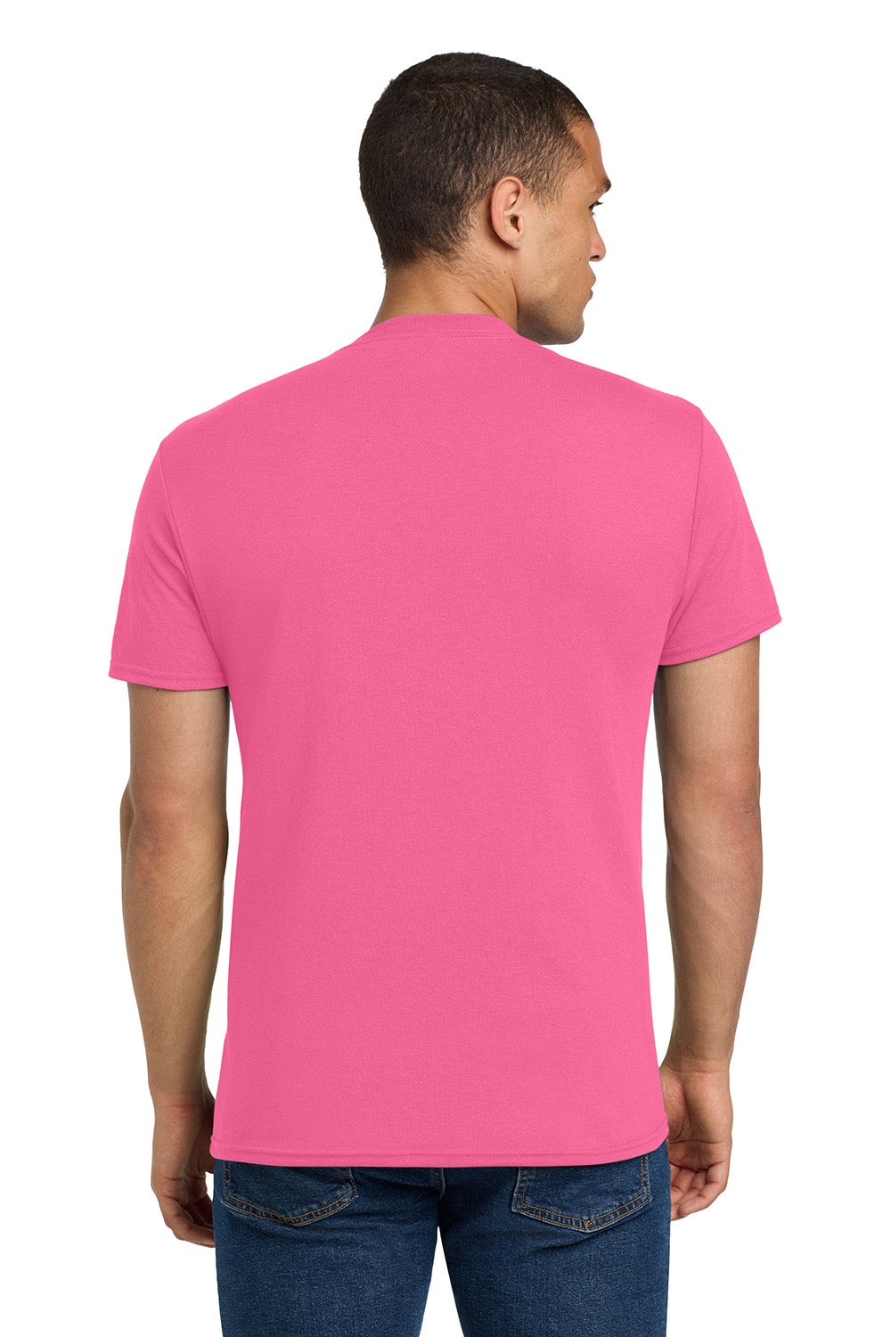 Jerzees 29M/29MR/29MT Mens Dri-Power Moisture Wicking Short Sleeve Crewneck T-Shirt Neon Pink Model Back