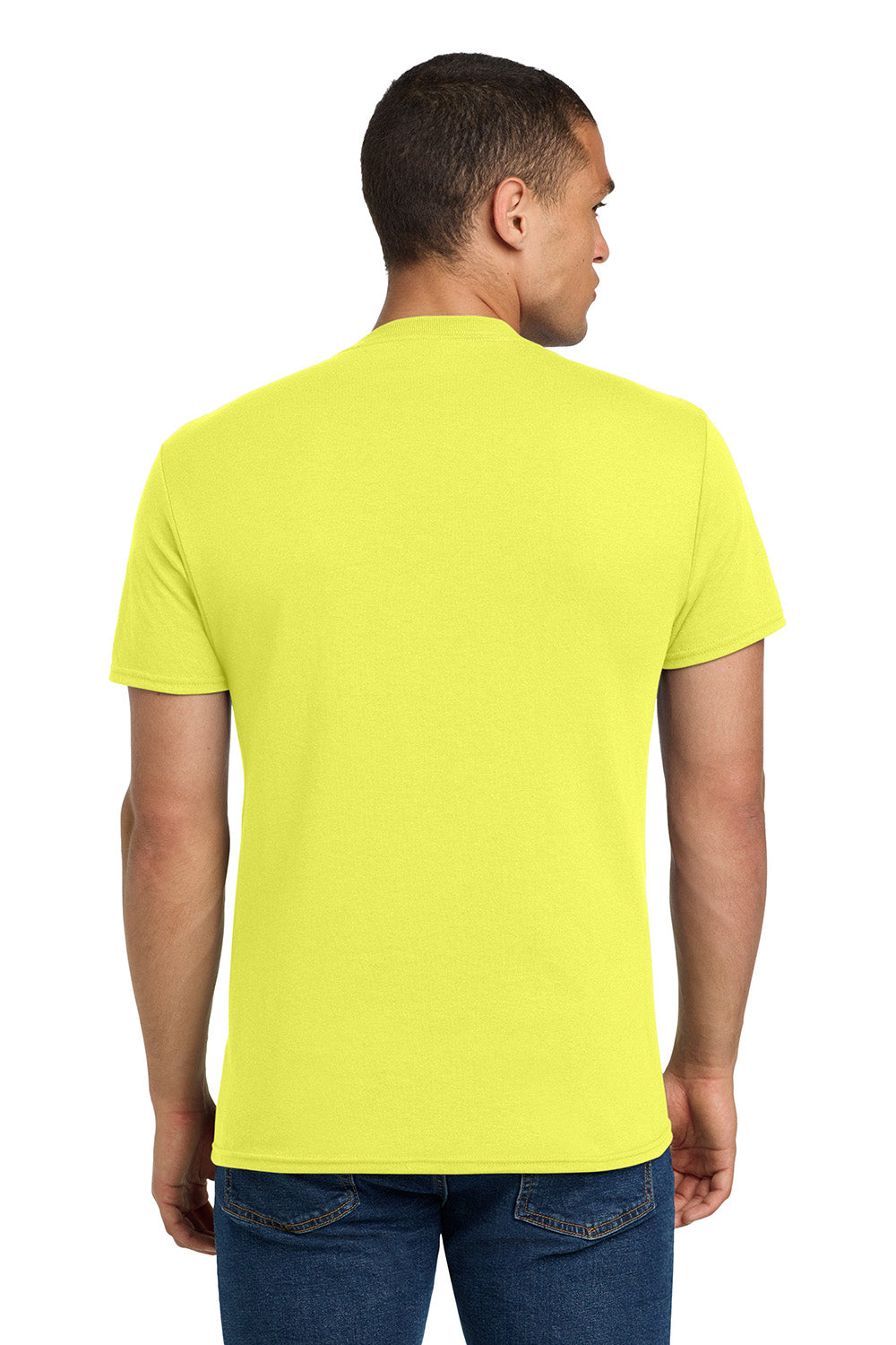 Jerzees 29M/29MR/29MT Mens Dri-Power Moisture Wicking Short Sleeve Crewneck T-Shirt Neon Yellow Model Back