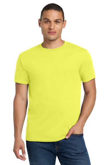 Jerzees 29M/29MR/29MT Mens Dri-Power Moisture Wicking Short Sleeve Crewneck T-Shirt Neon Yellow Model Front