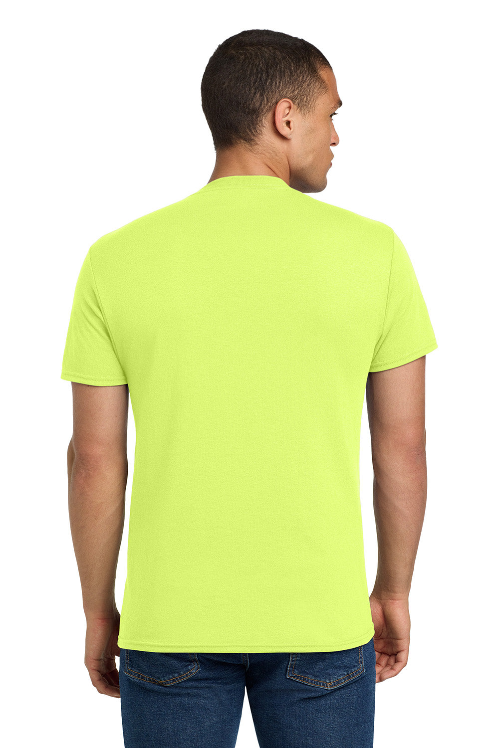 Jerzees 29M/29MR/29MT Mens Dri-Power Moisture Wicking Short Sleeve Crewneck T-Shirt Safety Green Model Back