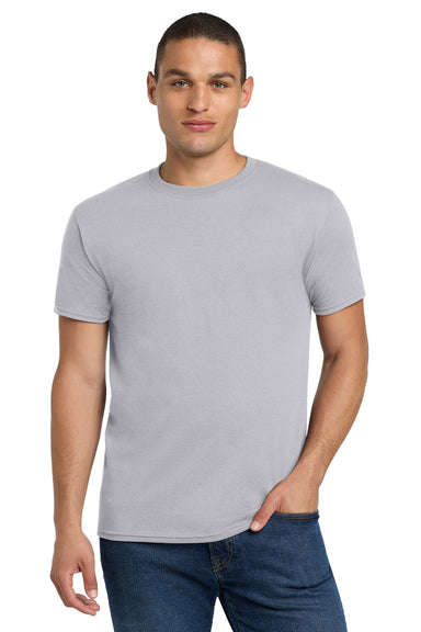 Jerzees 29M/29MR/29MT Mens Dri-Power Moisture Wicking Short Sleeve Crewneck T-Shirt Silver Grey Model Front