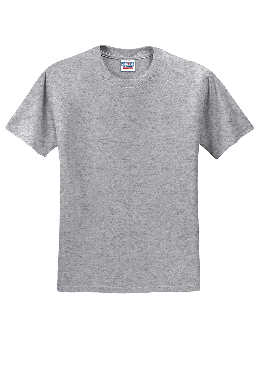 Jerzees 29M/29MR/29MT Mens Dri-Power Moisture Wicking Short Sleeve Crewneck T-Shirt Heather Grey Flat Front