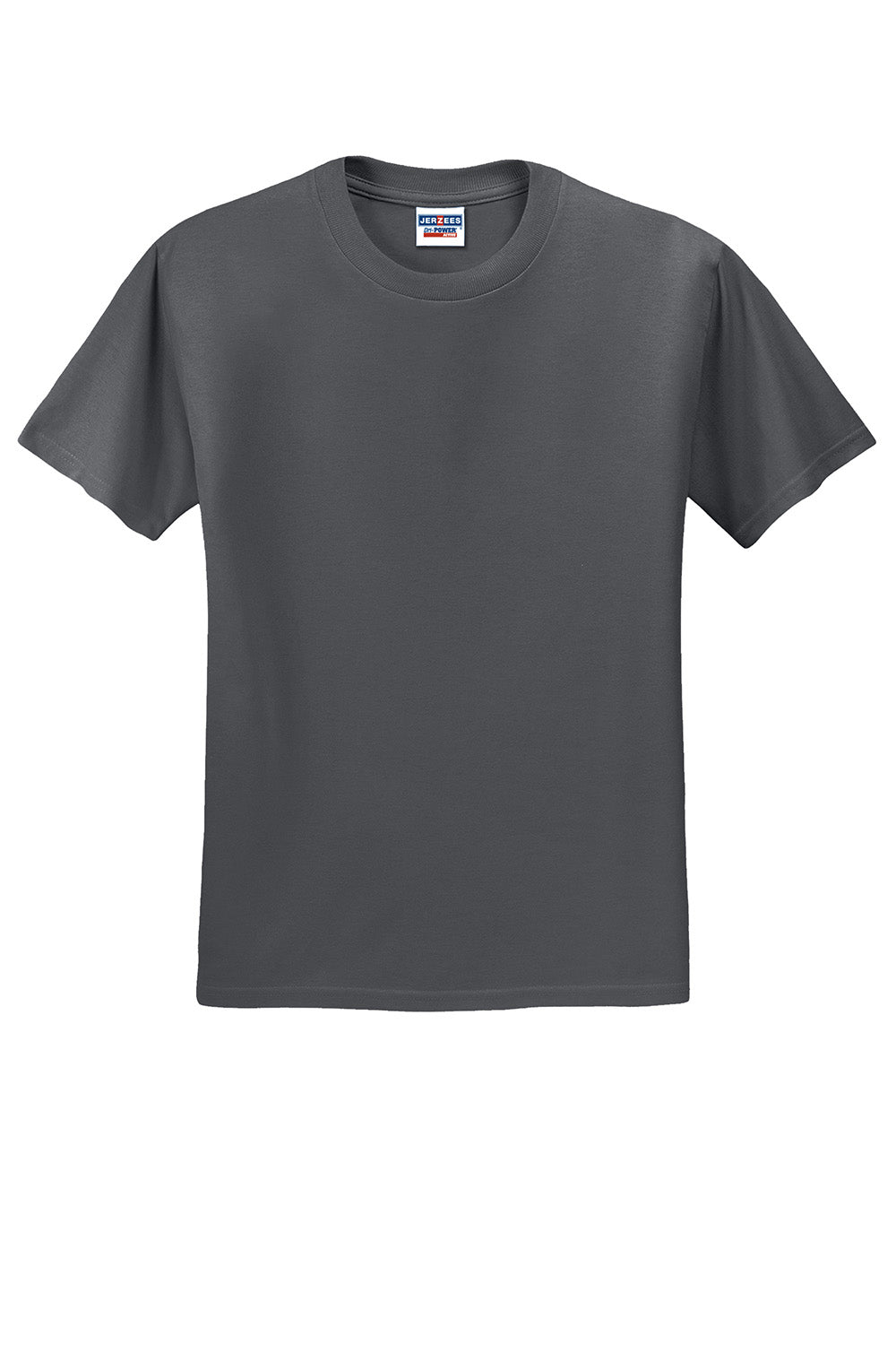 Jerzees 29M/29MR/29MT Mens Dri-Power Moisture Wicking Short Sleeve Crewneck T-Shirt Charcoal Grey Flat Front