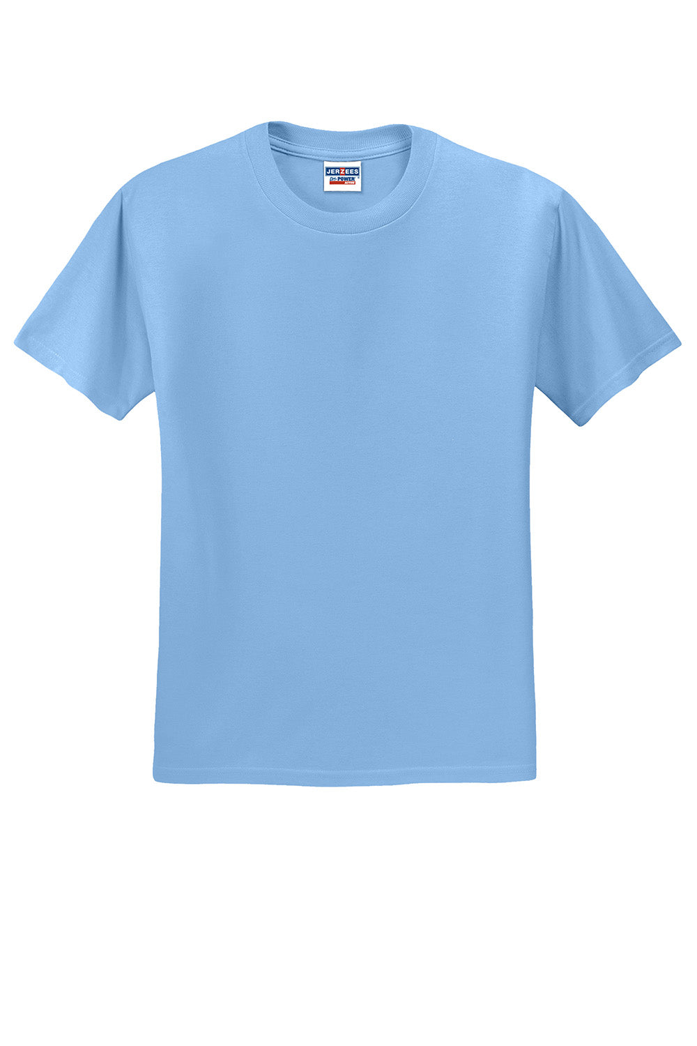 Jerzees 29M/29MR/29MT Mens Dri-Power Moisture Wicking Short Sleeve Crewneck T-Shirt Light Blue Flat Front