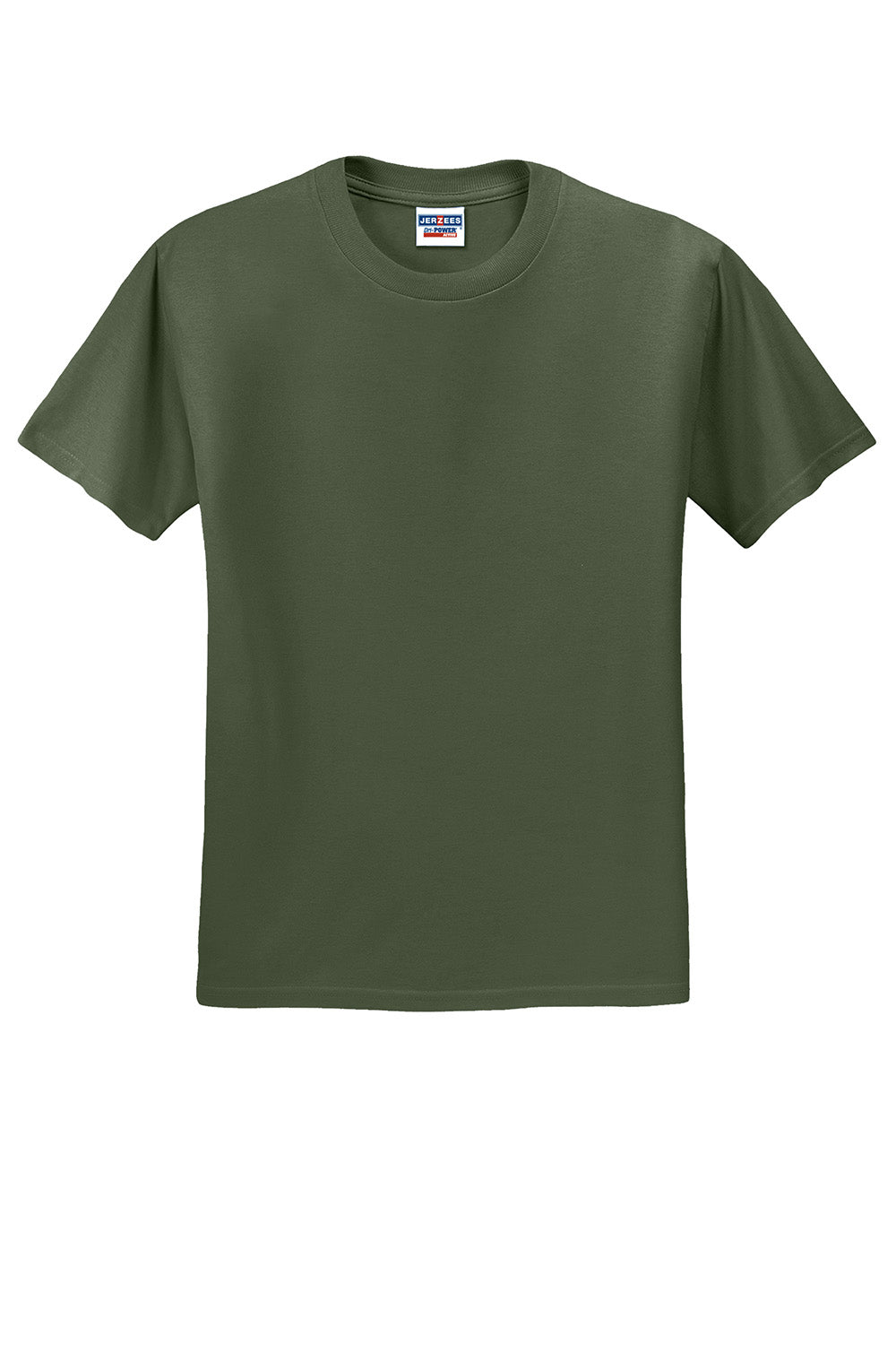 Jerzees 29M/29MR/29MT Mens Dri-Power Moisture Wicking Short Sleeve Crewneck T-Shirt Military Green Flat Front