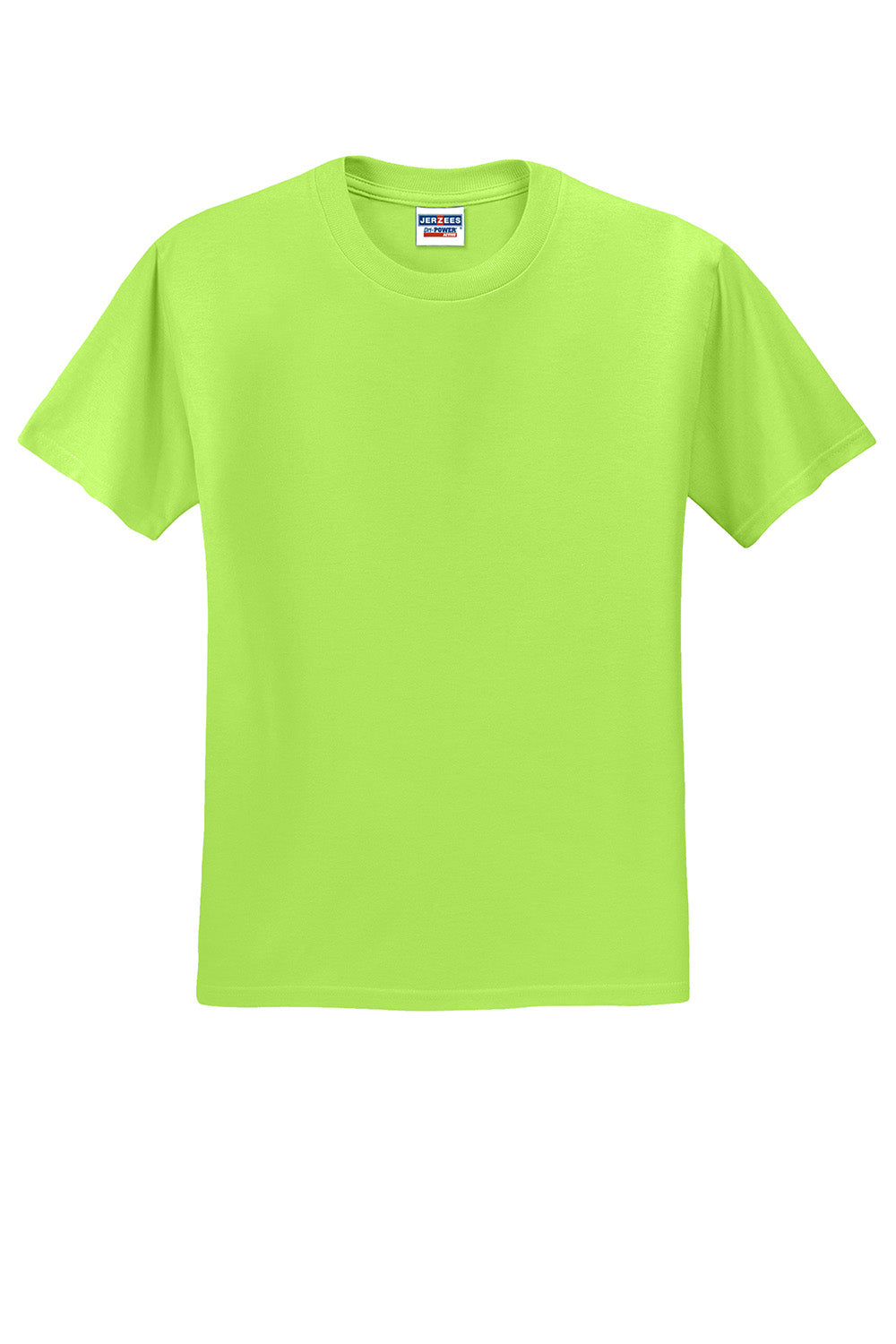 Jerzees 29M/29MR/29MT Mens Dri-Power Moisture Wicking Short Sleeve Crewneck T-Shirt Neon Green Flat Front