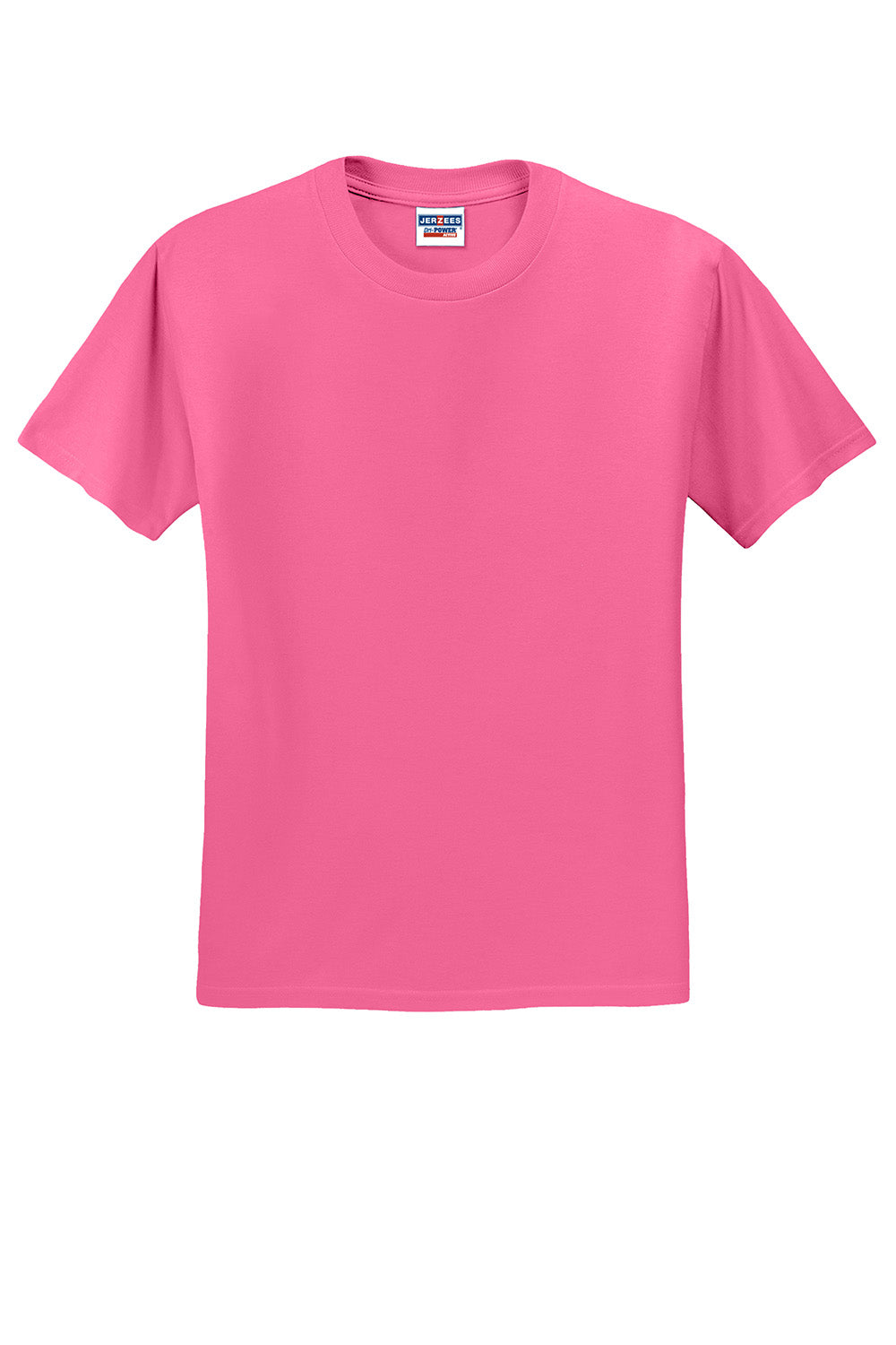 Jerzees 29M/29MR/29MT Mens Dri-Power Moisture Wicking Short Sleeve Crewneck T-Shirt Neon Pink Flat Front