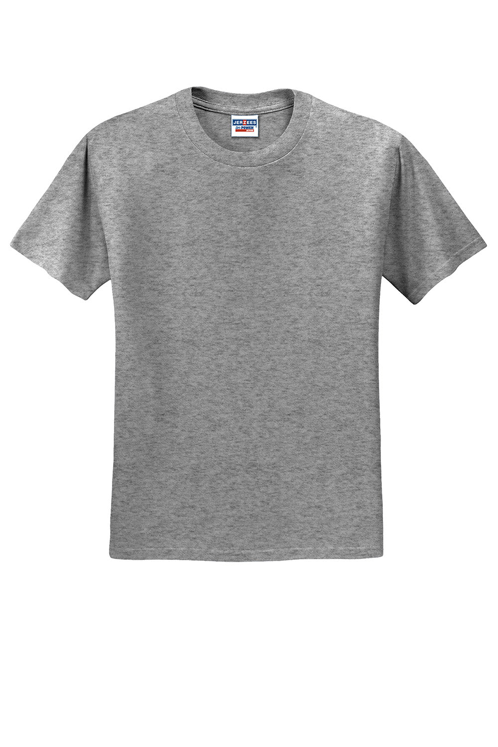 Jerzees 29M/29MR/29MT Mens Dri-Power Moisture Wicking Short Sleeve Crewneck T-Shirt Oxford Grey Flat Front