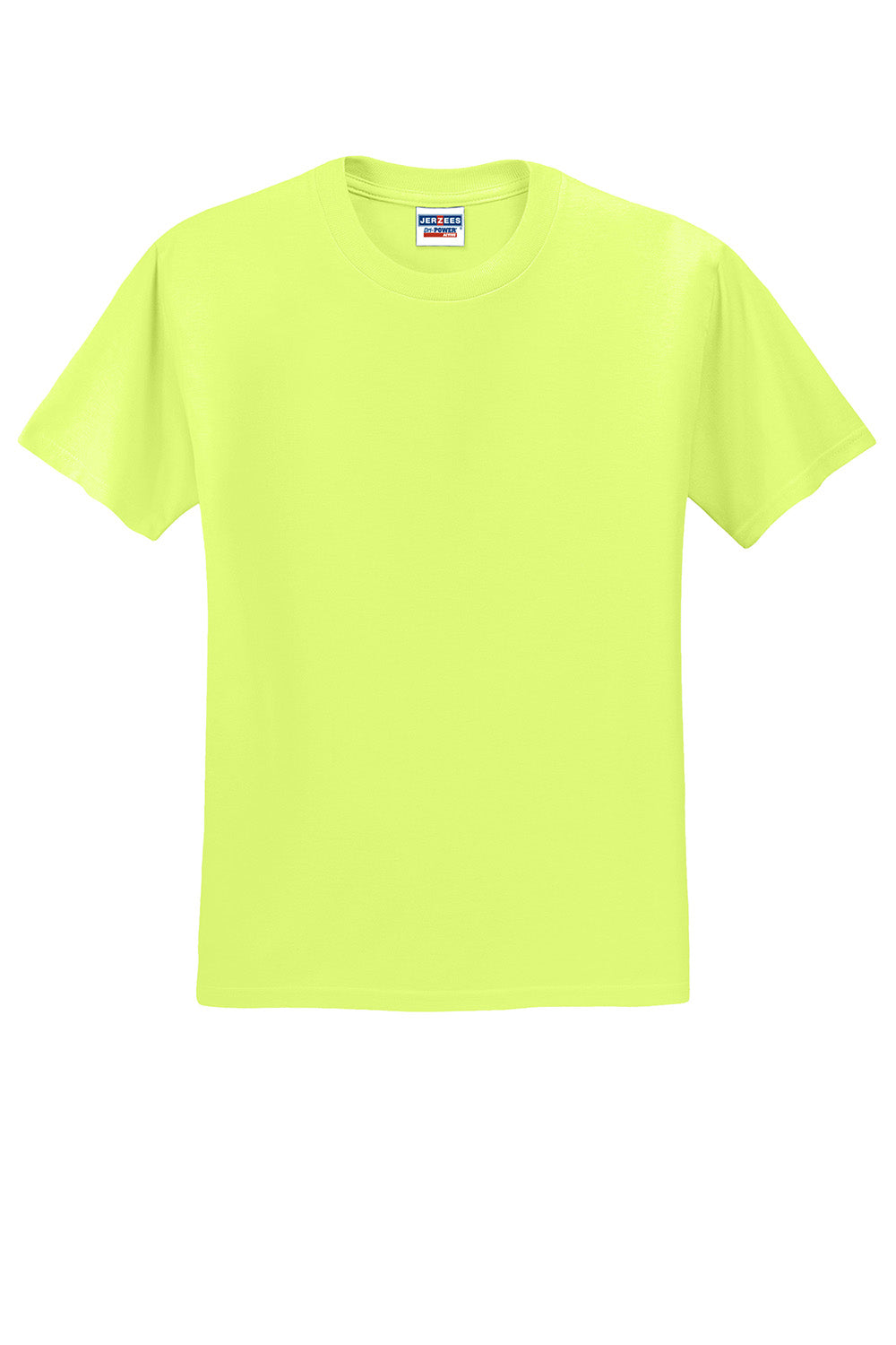 Jerzees 29M/29MR/29MT Mens Dri-Power Moisture Wicking Short Sleeve Crewneck T-Shirt Safety Green Flat Front