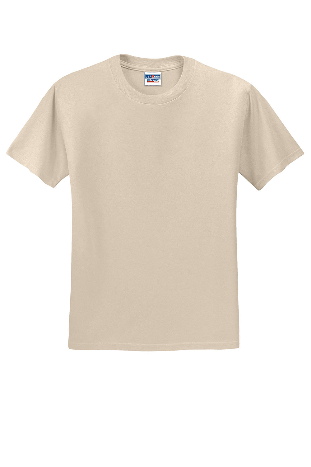 Jerzees 29M/29MR/29MT Mens Dri-Power Moisture Wicking Short Sleeve Crewneck T-Shirt Sandstone Flat Front