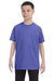 Jerzees 29B/29BR Youth Dri-Power Moisture Wicking Short Sleeve Crewneck T-Shirt Violet Model Front