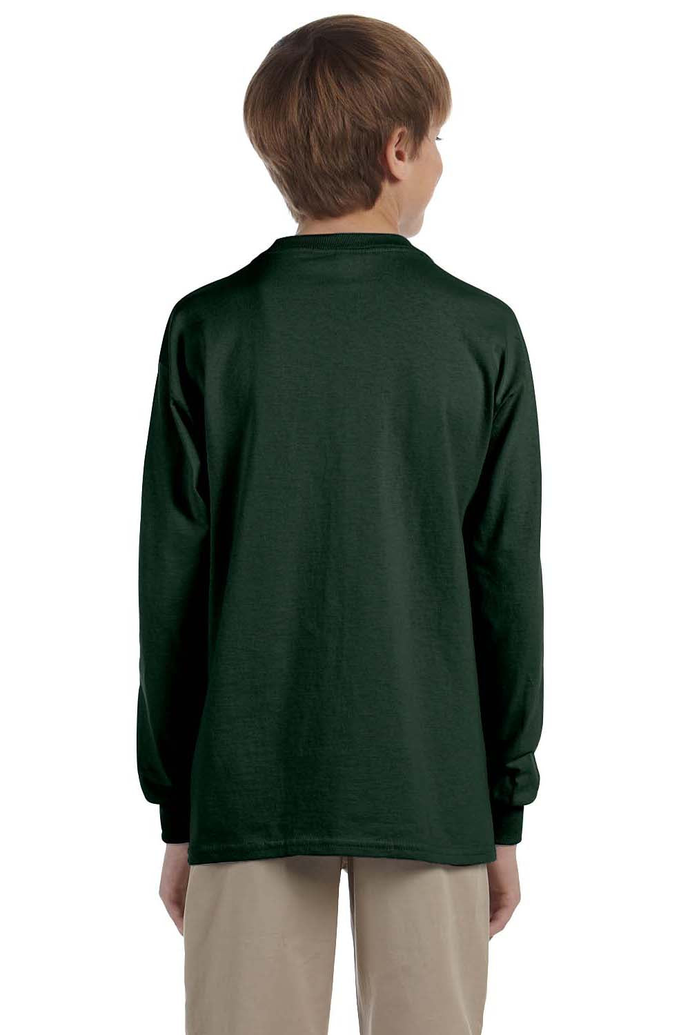 Jerzees 29BL/29BLR Youth Dri-Power Moisture Wicking Long Sleeve Crewneck T-Shirt Forest Green Model Back