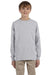 Jerzees 29BL/29BLR Youth Dri-Power Moisture Wicking Long Sleeve Crewneck T-Shirt Oxford Grey Model Front