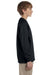 Jerzees 29BL/29BLR Youth Dri-Power Moisture Wicking Long Sleeve Crewneck T-Shirt Black Model Side