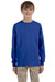 Jerzees 29BL/29BLR Youth Dri-Power Moisture Wicking Long Sleeve Crewneck T-Shirt Royal Blue Model Front