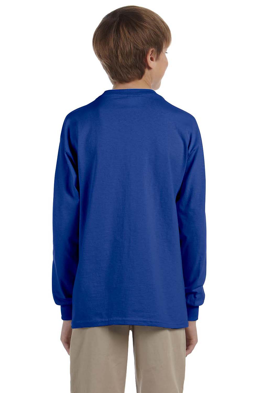 Jerzees 29BL/29BLR Youth Dri-Power Moisture Wicking Long Sleeve Crewneck T-Shirt Royal Blue Model Back