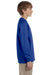 Jerzees 29BL/29BLR Youth Dri-Power Moisture Wicking Long Sleeve Crewneck T-Shirt Royal Blue Model Side