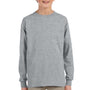 Jerzees Youth Dri-Power Moisture Wicking Long Sleeve Crewneck T-Shirt - Heather Grey