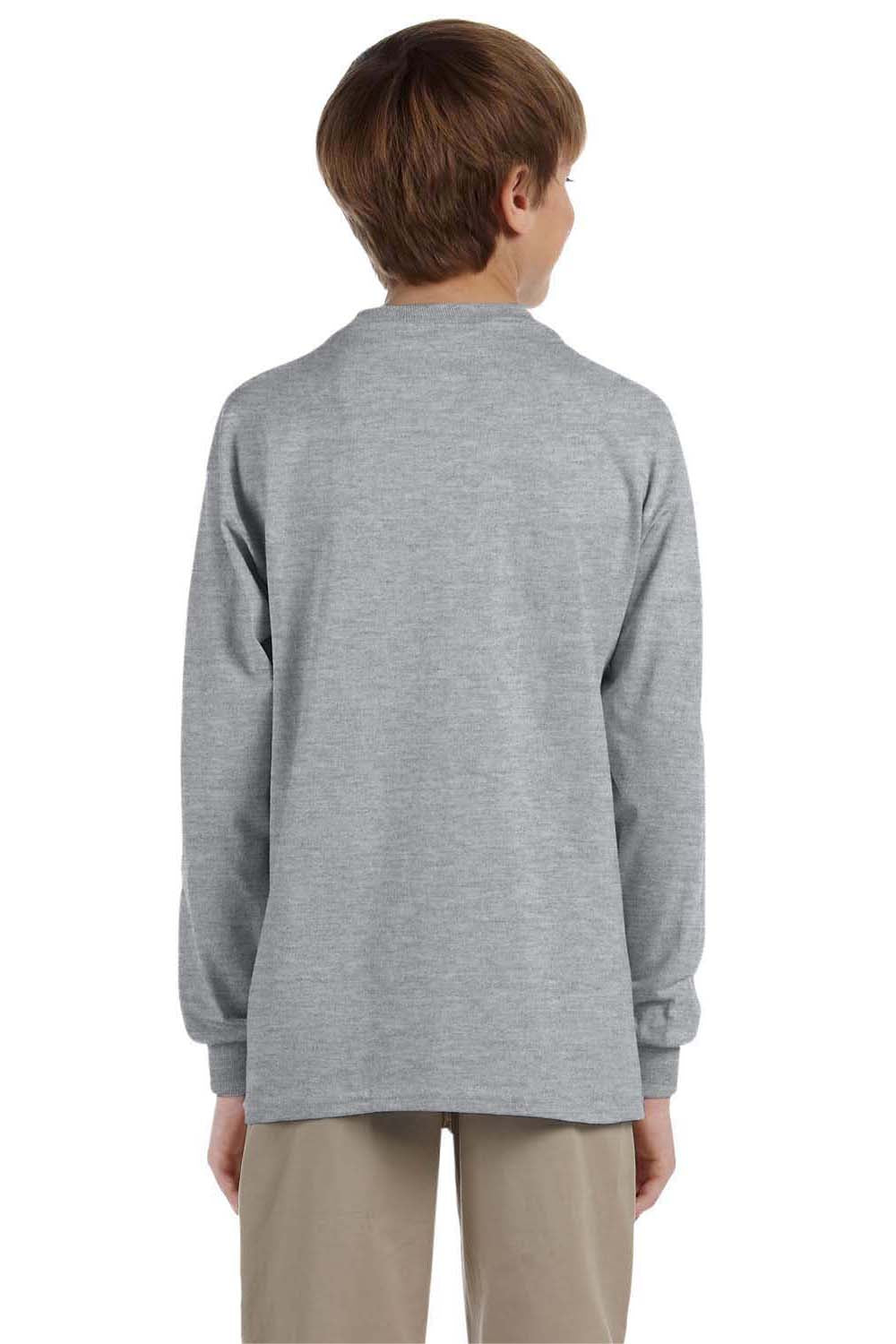 Jerzees 29BL/29BLR Youth Dri-Power Moisture Wicking Long Sleeve Crewneck T-Shirt Heather Grey Model Back