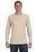 Jerzees 29LS/29L/29LSR Mens Dri-Power Moisture Wicking Long Sleeve Crewneck T-Shirt Sandstone Model Front