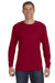 Jerzees 29LS/29L/29LSR Mens Dri-Power Moisture Wicking Long Sleeve Crewneck T-Shirt Cardinal Red Model Front