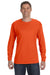 Jerzees 29LS/29L/29LSR Mens Dri-Power Moisture Wicking Long Sleeve Crewneck T-Shirt Burnt Orange Model Front