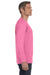 Jerzees 29LS/29L/29LSR Mens Dri-Power Moisture Wicking Long Sleeve Crewneck T-Shirt Neon Pink Model Side