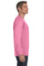 Jerzees 29LS/29L/29LSR Mens Dri-Power Moisture Wicking Long Sleeve Crewneck T-Shirt Azalea Pink Model Side