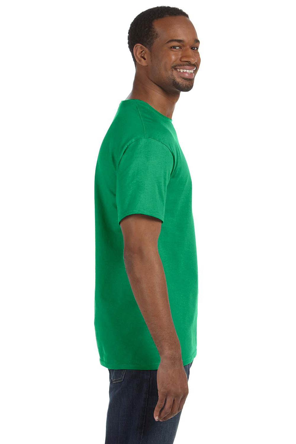 Jerzees 29M/29MR/29MT Mens Dri-Power Moisture Wicking Short Sleeve Crewneck T-Shirt Heather Irish Green Model Side