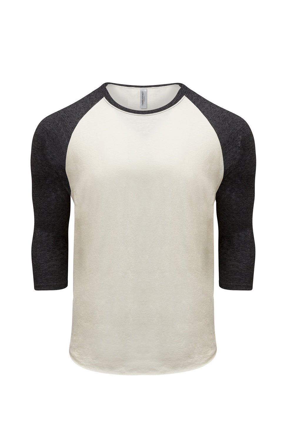 Threadfast Apparel 302G Mens 3/4 Sleeve Crewneck T-Shirt Cream/Black Flat Front